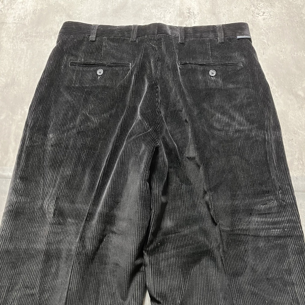 Mens Nautica Rigger Cuffed Pleated Corduroy Pants Size 38x30 Black - Picture 9 of 10